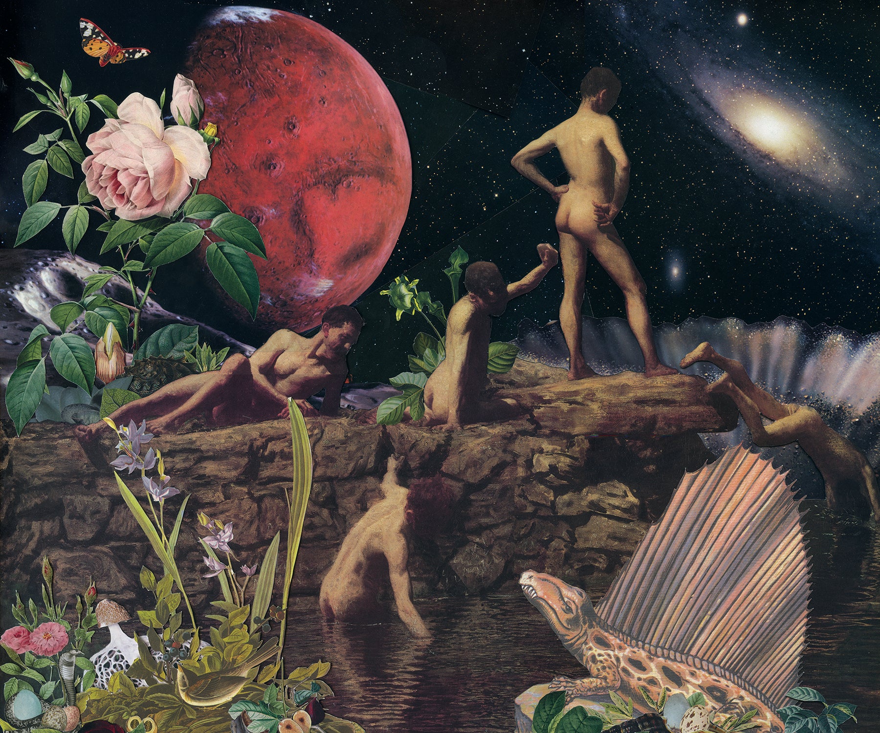 gently psychedelic reimagining of Thomas Eakins' The Swimming Hole